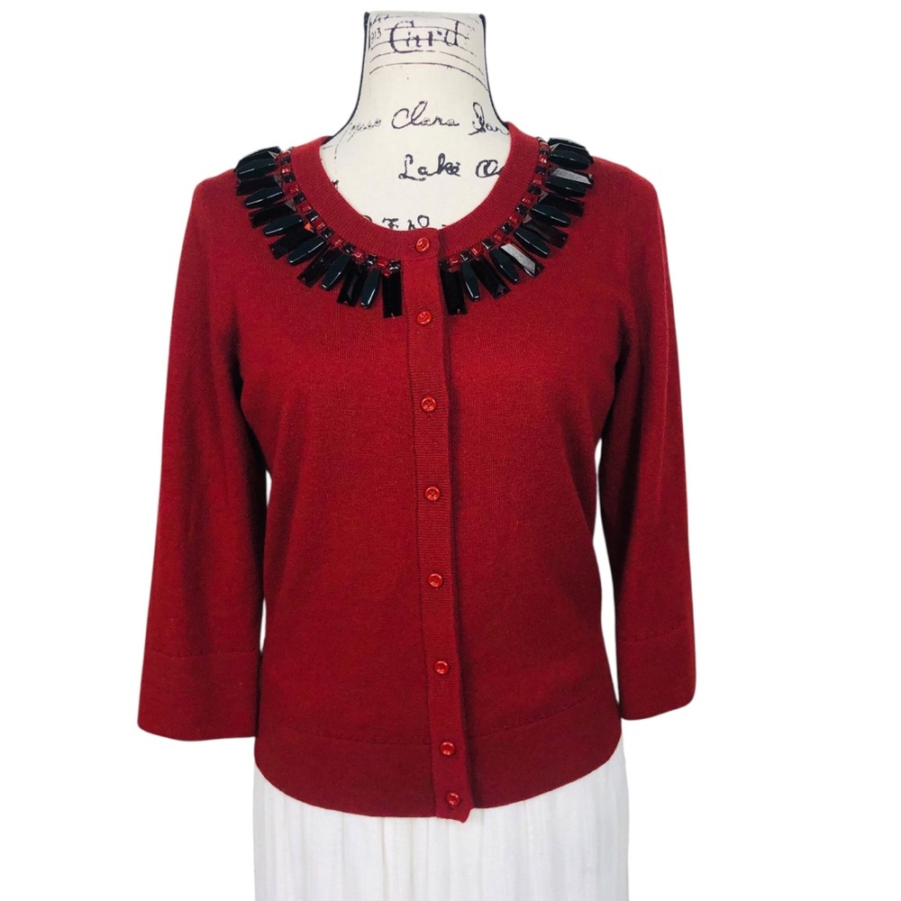 Kate Spade Red and Black Cardigan Sweater